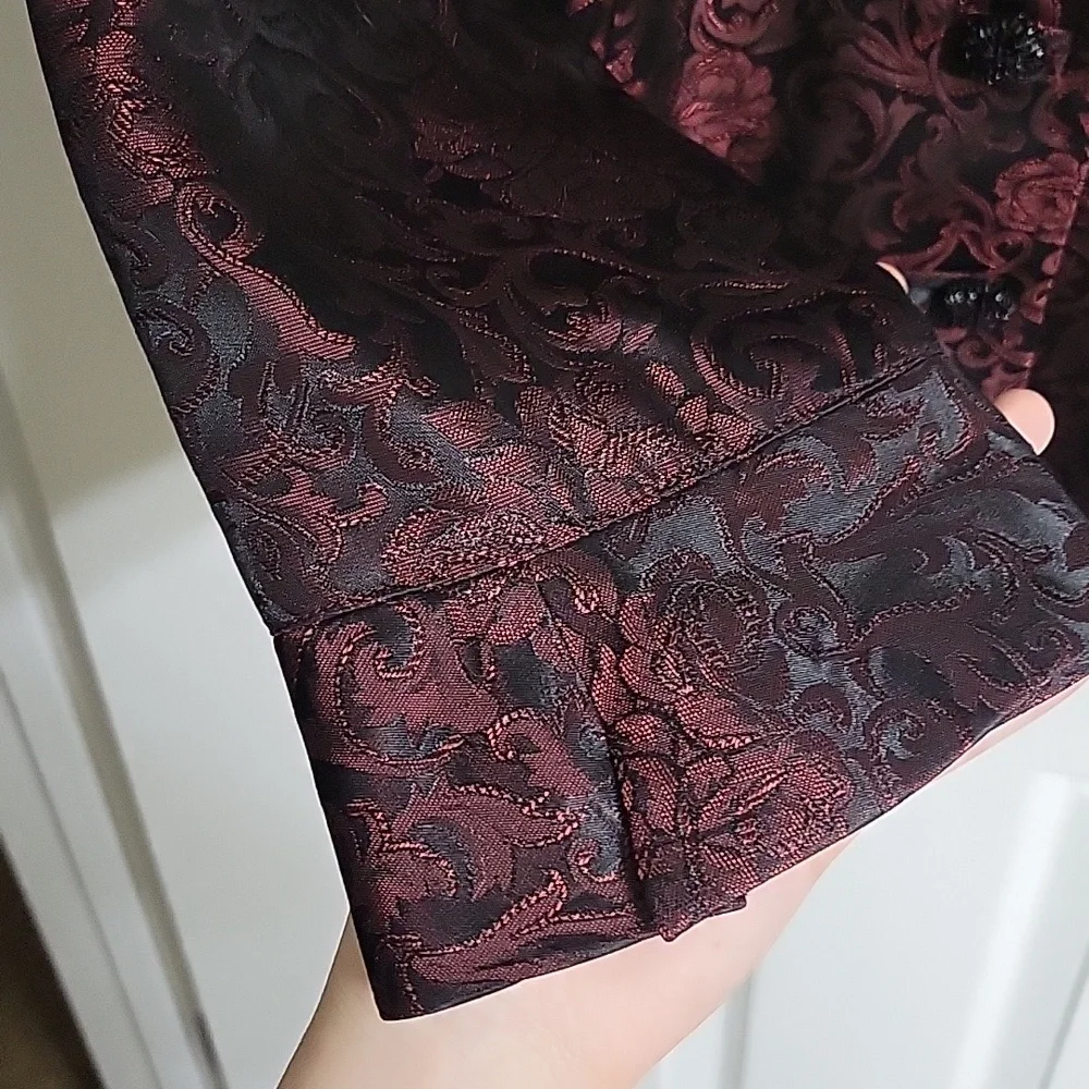 Vintage Metallic Acetate Brocade Floral Paisley Chunky Sequin Button Jacket - Picture 5 of 9